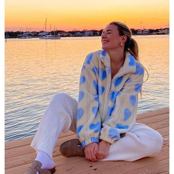 Cider Sherpa Crop Oversize Heart Jacket S - Picture 2 of 7